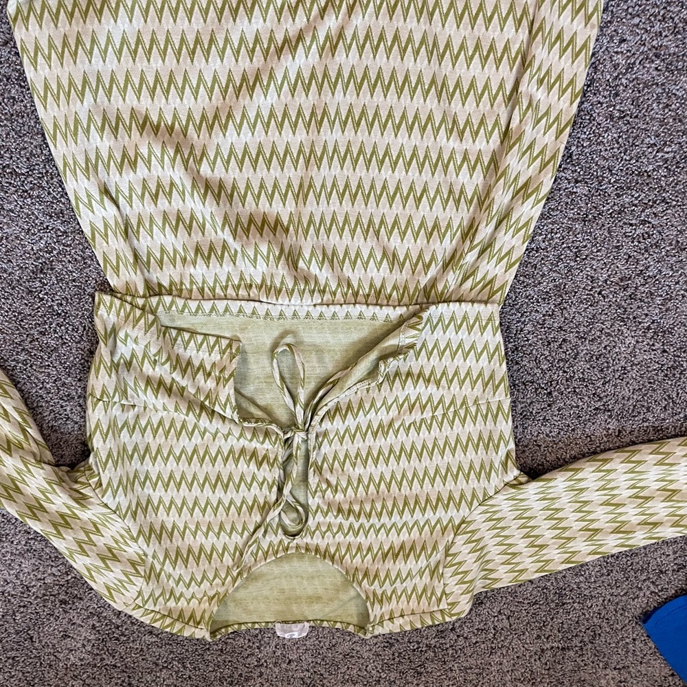 Le Lis Olive and Cream Zigzag Long Sleeve Top